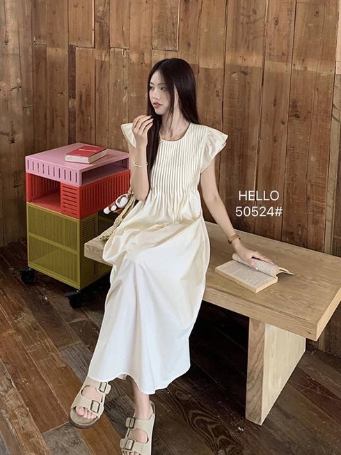 Summer Round Neckline Short Sleeves Maxi Dress